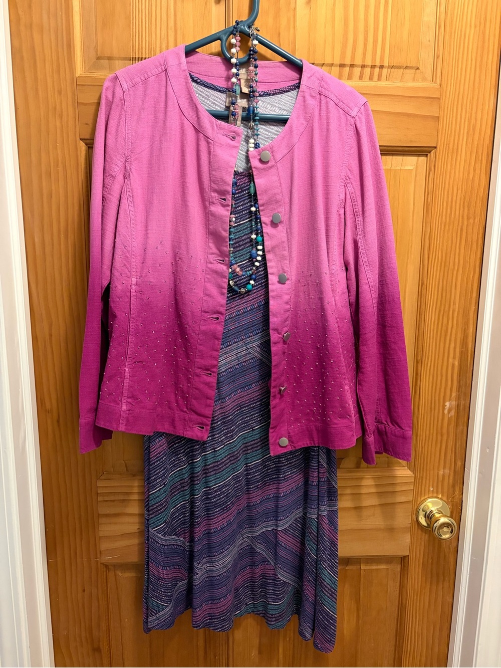 Chico’s sleeveless knit dress w/ Jacket & Necklace
